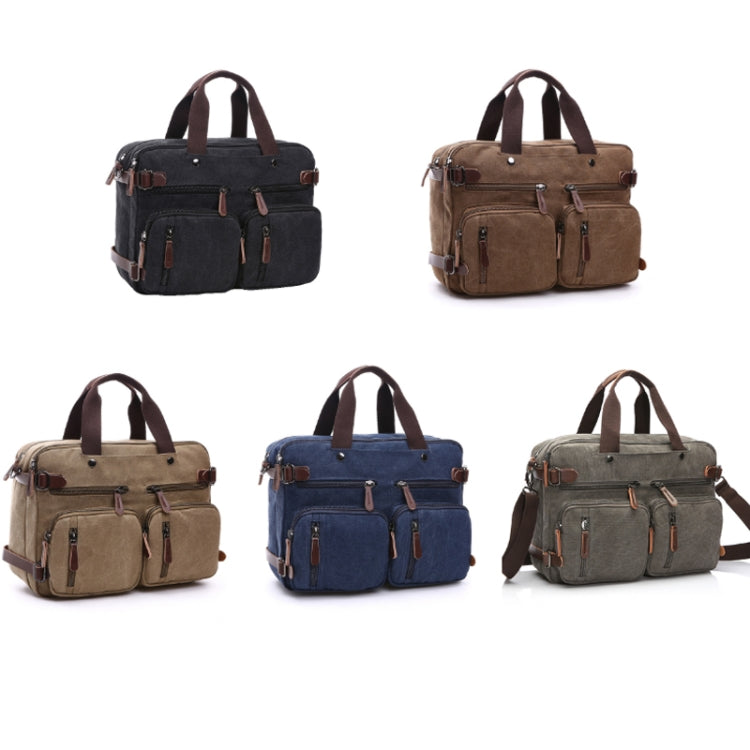 Borsa per computer con valigetta da lavoro a tre funzioni in tela casual, Black Large, Coffee Large, Khaki Large, Dark Blue Large, Gray Large, Black Small, Coffee Small, Khaki Small, Dark Blue Small, Gray Small