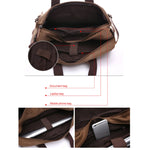 Borsa per computer con valigetta da lavoro a tre funzioni in tela casual, Black Large, Coffee Large, Khaki Large, Dark Blue Large, Gray Large, Black Small, Coffee Small, Khaki Small, Dark Blue Small, Gray Small
