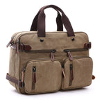 Borsa per computer con valigetta da lavoro a tre funzioni in tela casual, Black Large, Coffee Large, Khaki Large, Dark Blue Large, Gray Large, Black Small, Coffee Small, Khaki Small, Dark Blue Small, Gray Small