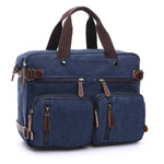 Borsa per computer con valigetta da lavoro a tre funzioni in tela casual, Black Large, Coffee Large, Khaki Large, Dark Blue Large, Gray Large, Black Small, Coffee Small, Khaki Small, Dark Blue Small, Gray Small