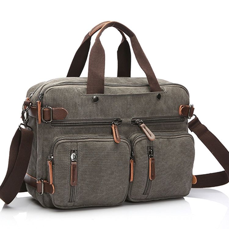 Borsa per computer con valigetta da lavoro a tre funzioni in tela casual, Black Large, Coffee Large, Khaki Large, Dark Blue Large, Gray Large, Black Small, Coffee Small, Khaki Small, Dark Blue Small, Gray Small