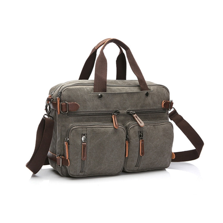 Borsa per computer con valigetta da lavoro a tre funzioni in tela casual, Black Large, Coffee Large, Khaki Large, Dark Blue Large, Gray Large, Black Small, Coffee Small, Khaki Small, Dark Blue Small, Gray Small