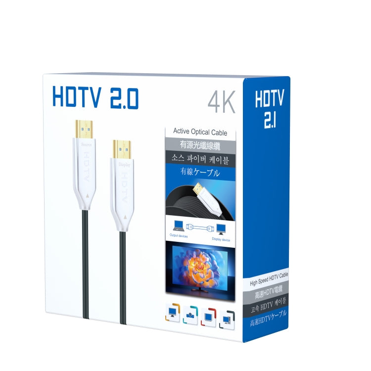 2.0 Versione HDMI Fiber Optical Line 4K Ultra High Clear Line Cavo di collegamento per monitor, lunghezza:, 10m, 15m, 20m, 25m, 30m, 35m, 40m, 50m, 60m With Shaft, 70m With Shaft, 80m With Shaft, 90m With Shaft, 100m With Shaft, 150m With Shaft        ...