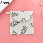 8pcs cotone e lino assorbente sacchetto di immagazzinaggio pratica pochette, Gray Camel, Lucky Cat, Leaves, Blue Cat, Turtle, Elephant, Block, Waves, Owl, Black Tree, Black -bottomed White Tree