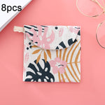 8pcs cotone e lino assorbente sacchetto di immagazzinaggio pratica pochette, Gray Camel, Lucky Cat, Leaves, Blue Cat, Turtle, Elephant, Block, Waves, Owl, Black Tree, Black -bottomed White Tree