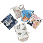 8pcs cotone e lino assorbente sacchetto di immagazzinaggio pratica pochette, Gray Camel, Lucky Cat, Leaves, Blue Cat, Turtle, Elephant, Block, Waves, Owl, Black Tree, Black -bottomed White Tree
