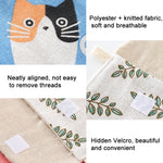 8pcs cotone e lino assorbente sacchetto di immagazzinaggio pratica pochette, Gray Camel, Lucky Cat, Leaves, Blue Cat, Turtle, Elephant, Block, Waves, Owl, Black Tree, Black -bottomed White Tree