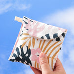 8pcs cotone e lino assorbente sacchetto di immagazzinaggio pratica pochette, Gray Camel, Lucky Cat, Leaves, Blue Cat, Turtle, Elephant, Block, Waves, Owl, Black Tree, Black -bottomed White Tree