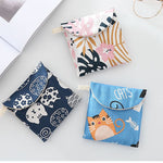 8pcs cotone e lino assorbente sacchetto di immagazzinaggio pratica pochette, Gray Camel, Lucky Cat, Leaves, Blue Cat, Turtle, Elephant, Block, Waves, Owl, Black Tree, Black -bottomed White Tree