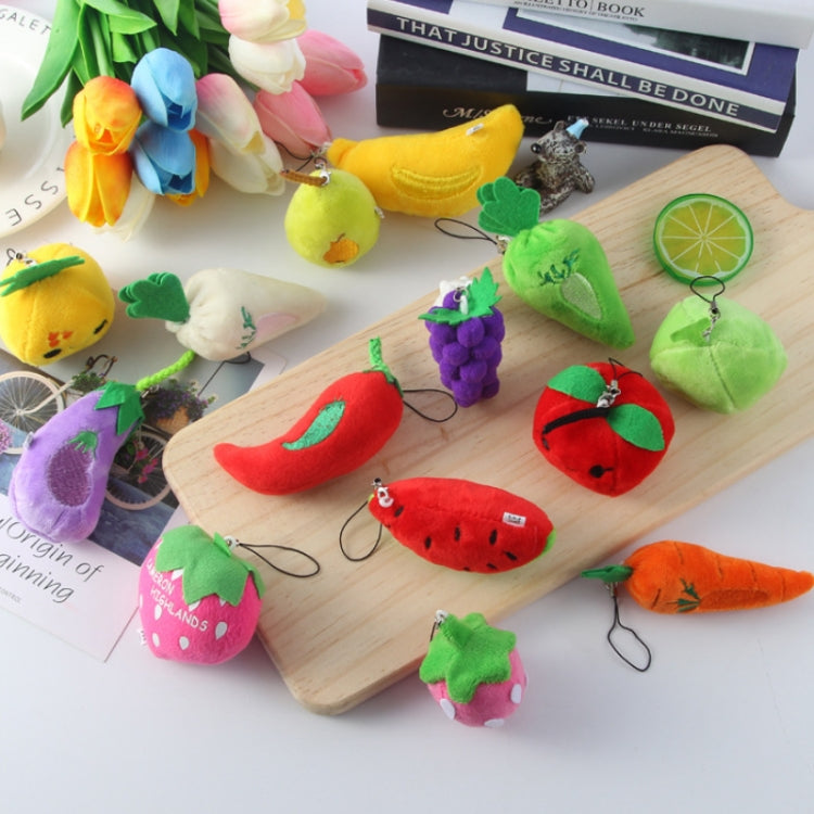 Set 5 portachiavi peluche frutta e verdura 10cm