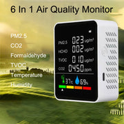 ZN-2COWT 6 In 1 PM2.5 Sensore a infrarossi CO2 Formaldeide TVOC Rilevatore di umidità della temperatura, 6 In 1 Infrared/Semiconductor