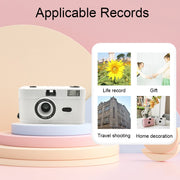 R2-FILM Fotocamera a pellicola riutilizzabile manuale retrò per bambini senza pellicola, Black+Black, Black+White, Black+Purple, Black+Pink Purple, Black+Orange Pink, Black+Grass Green, Black+Red, Black+Blue, White+Black, White+Purple, White+Pink Purple