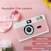 R2-FILM Fotocamera a pellicola riutilizzabile manuale retrò per bambini senza pellicola, Black+Black, Black+White, Black+Purple, Black+Pink Purple, Black+Orange Pink, Black+Grass Green, Black+Red, Black+Blue, White+Black, White+Purple, White+Pink Purple