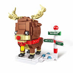 Giocattolo di puzzle di piccole particelle di blocchi di costruzione a tema natalizio, 10089A Christmas Grandma, 10089B Christmas Snowman, 10089C Christmas Elk, 10089D Santa Claus
