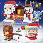 Giocattolo di puzzle di piccole particelle di blocchi di costruzione a tema natalizio, 10089A Christmas Grandma, 10089B Christmas Snowman, 10089C Christmas Elk, 10089D Santa Claus