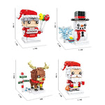 Giocattolo di puzzle di piccole particelle di blocchi di costruzione a tema natalizio, 10089A Christmas Grandma, 10089B Christmas Snowman, 10089C Christmas Elk, 10089D Santa Claus