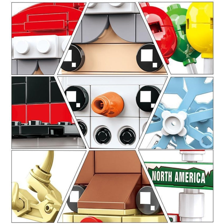 Giocattolo di puzzle di piccole particelle di blocchi di costruzione a tema natalizio, 10089A Christmas Grandma, 10089B Christmas Snowman, 10089C Christmas Elk, 10089D Santa Claus