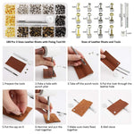 Set di rivetti a doppia faccia con cappuccio cavo in pelle di rame con pinze per punzonatura, 180pcs, 360pcs, 480pcs
