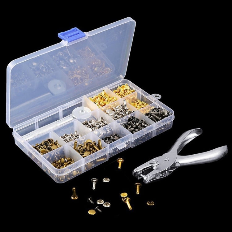 Set di rivetti a doppia faccia con cappuccio cavo in pelle di rame con pinze per punzonatura, 180pcs, 360pcs, 480pcs