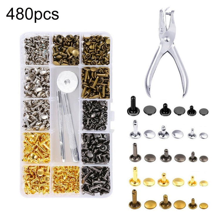 Set di rivetti a doppia faccia con cappuccio cavo in pelle di rame con pinze per punzonatura, 180pcs, 360pcs, 480pcs