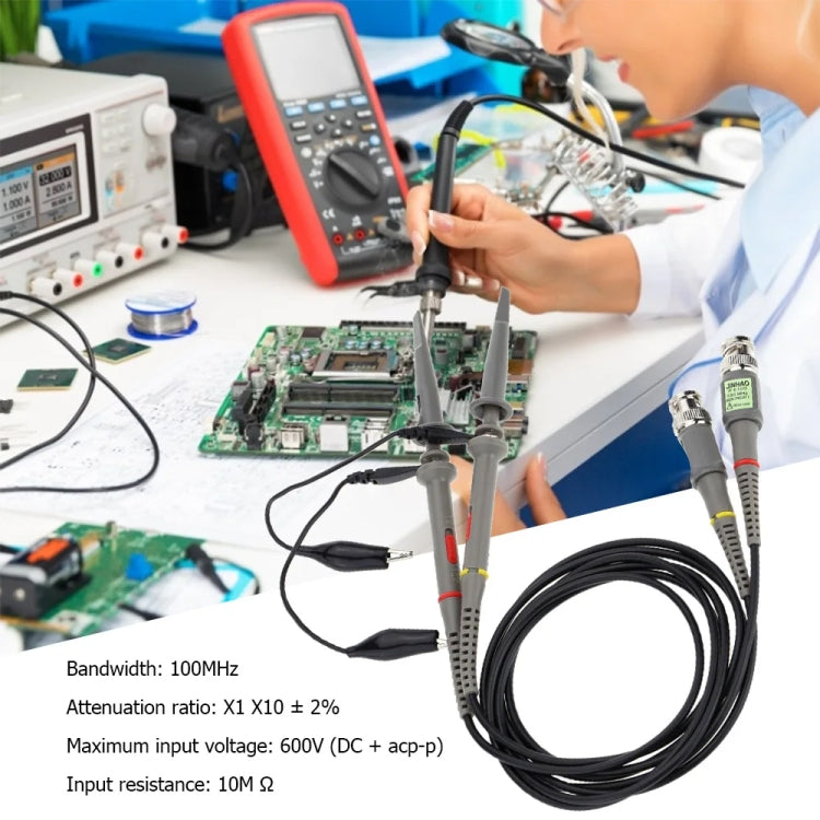 2 pz P6100 Sonda per oscilloscopio DC-100 MHz Connettori BNC Sonda per clip, P6100