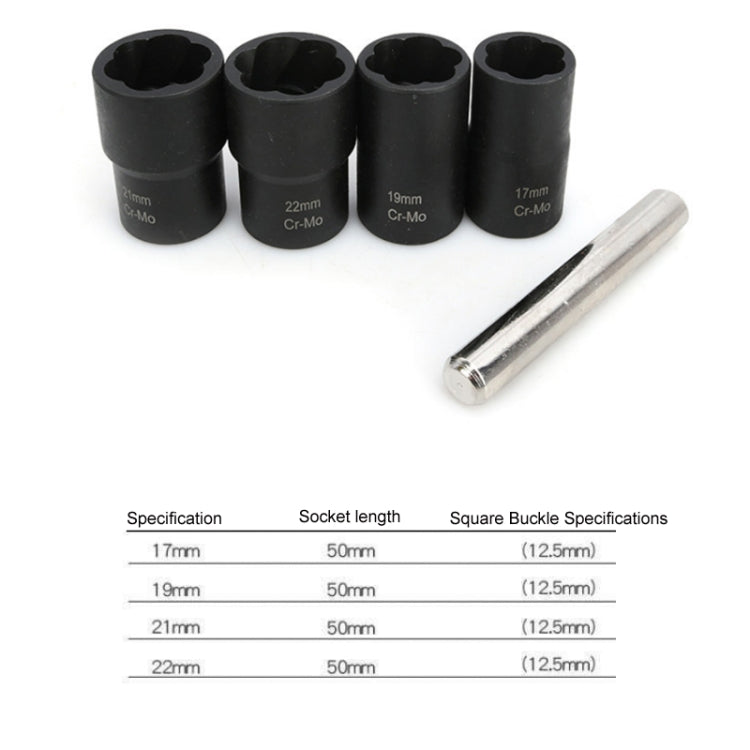Set di chiavi a bussola per rimozione antiscivolo con dado danneggiato per pneumatici per auto, 4 In 1 Wrench Set