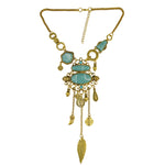 Modello traforato esagerato con collana di pietre turchesi in lega, Necklace(Gold), Necklace(Silver)