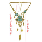 Modello traforato esagerato con collana di pietre turchesi in lega, Necklace(Gold), Necklace(Silver)