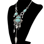 Modello traforato esagerato con collana di pietre turchesi in lega, Necklace(Gold), Necklace(Silver)