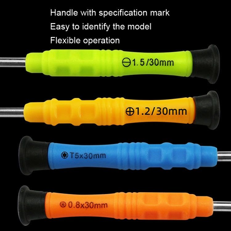 20pcs Mini Anti-slip Screwdriver Mobile Phone Disassembly Maintenance Tools, 1.5 Phillips, 1.5 Straight, 2.0 Phillips, 2.0 Straight, 1.2 Phillips, 1.2 Five Star, 0.8 Five Star, 0.6Y, T2, T3, T4, T5, T6