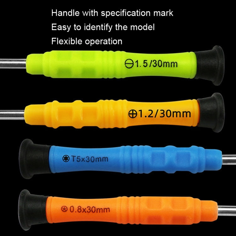 20pcs mini cacciavite antiscivolo strumenti di manutenzione per lo smontaggio del telefono cellulare, 1.5 Phillips, 1.5 Straight, 2.0 Phillips, 2.0 Straight, 1.2 Phillips, 1.2 Five Star, 0.8 Five Star, 0.6Y, T2, T3, T4, T5, T6