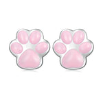 Orecchini a bottone in argento sterling S925 con simpatico artiglio di gatto placcato in platino, SCE1516-A