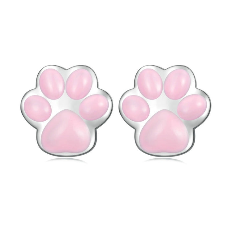 Orecchini a bottone in argento sterling S925 con simpatico artiglio di gatto placcato in platino, SCE1516-A