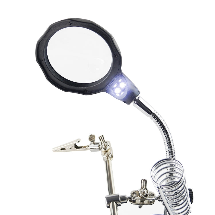 16126-A 3.5X / 12X Lente d'ingrandimento per riparazione orologi con supporto luminoso a LED con clip ausiliaria, 16126-A