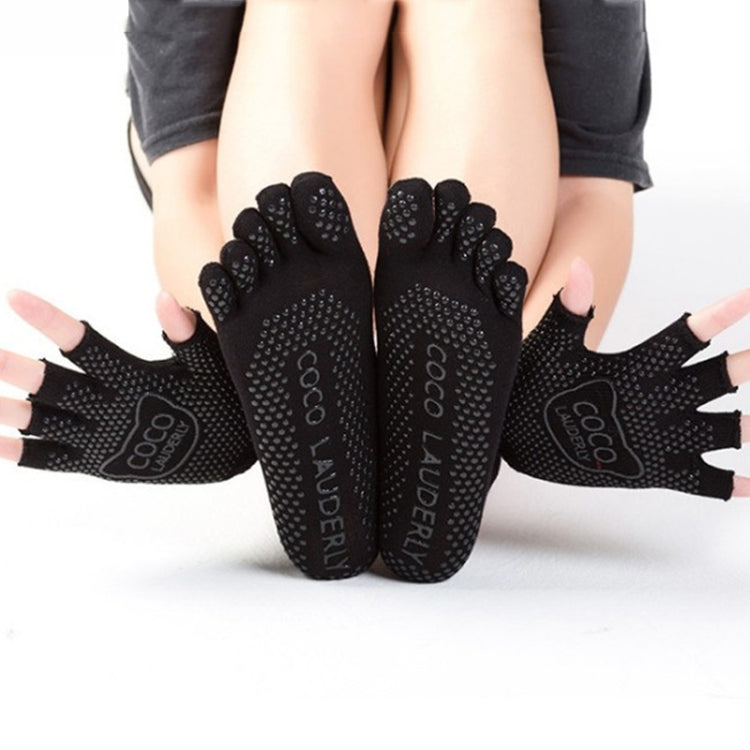 Guanti sportivi antiscivolo per yoga a dita aperte + set di calze yoga a cinque dita, Gloves+Socks Black, Gloves+Socks Grey, Gloves+Socks Red, Gloves+Socks Purple, Gloves+Socks Blue, Gloves+Socks Open Toe Black, Gloves+Socks Open Toe Gray              ...