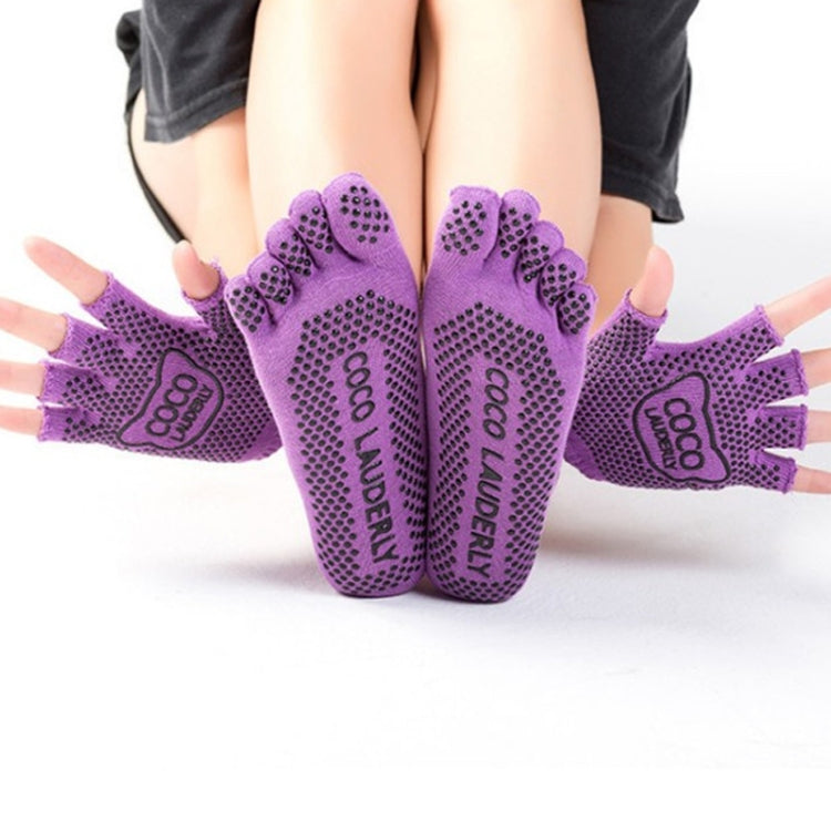 Guanti sportivi antiscivolo per yoga a dita aperte + set di calze yoga a cinque dita, Gloves+Socks Black, Gloves+Socks Grey, Gloves+Socks Red, Gloves+Socks Purple, Gloves+Socks Blue, Gloves+Socks Open Toe Black, Gloves+Socks Open Toe Gray              ...