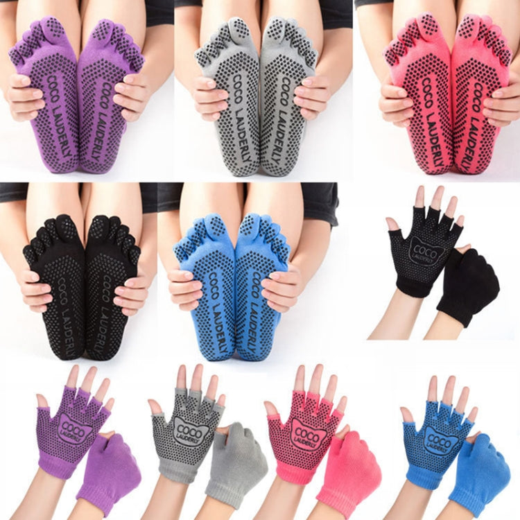 Guanti sportivi antiscivolo per yoga a dita aperte + set di calze yoga a cinque dita, Gloves+Socks Black, Gloves+Socks Grey, Gloves+Socks Red, Gloves+Socks Purple, Gloves+Socks Blue, Gloves+Socks Open Toe Black, Gloves+Socks Open Toe Gray              ...