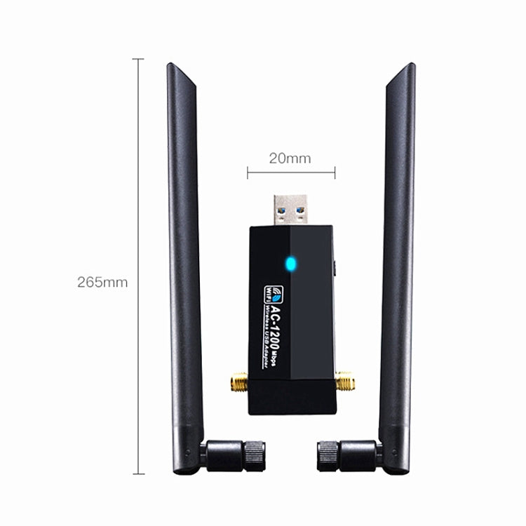 Scheda di rete wireless da 1200 m Ricevitore WiFi 802.11AC USB3.0 a doppia frequenza 2.4G/5.8G, 1200m USB3.0