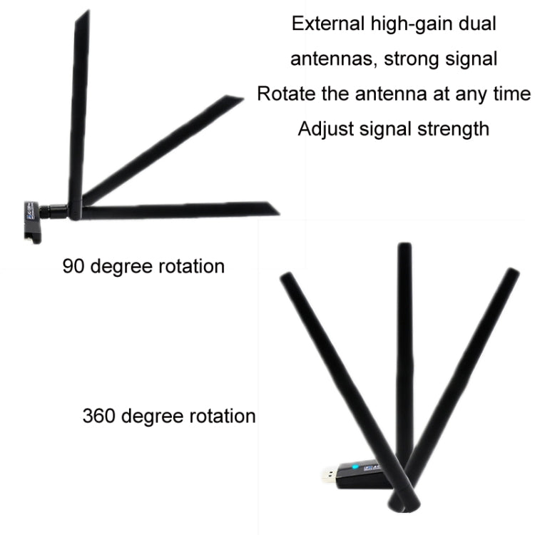 Scheda di rete wireless da 1200 m Ricevitore WiFi 802.11AC USB3.0 a doppia frequenza 2.4G/5.8G, 1200m USB3.0