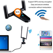 Scheda di rete wireless da 1200 m Ricevitore WiFi 802.11AC USB3.0 a doppia frequenza 2.4G/5.8G, 1200m USB3.0