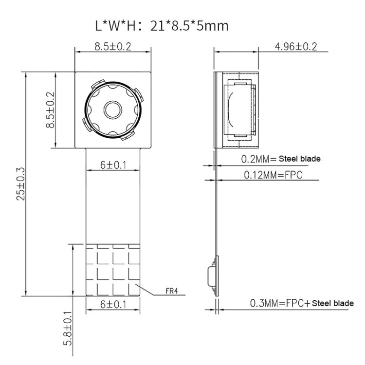 OV5645-AF-V1.0 Modulo di monitoraggio MIPI grandangolare HD CMOS Modulo telecamera FPC con codice di scansione da 5 MP, OV5645-AF-V1.0