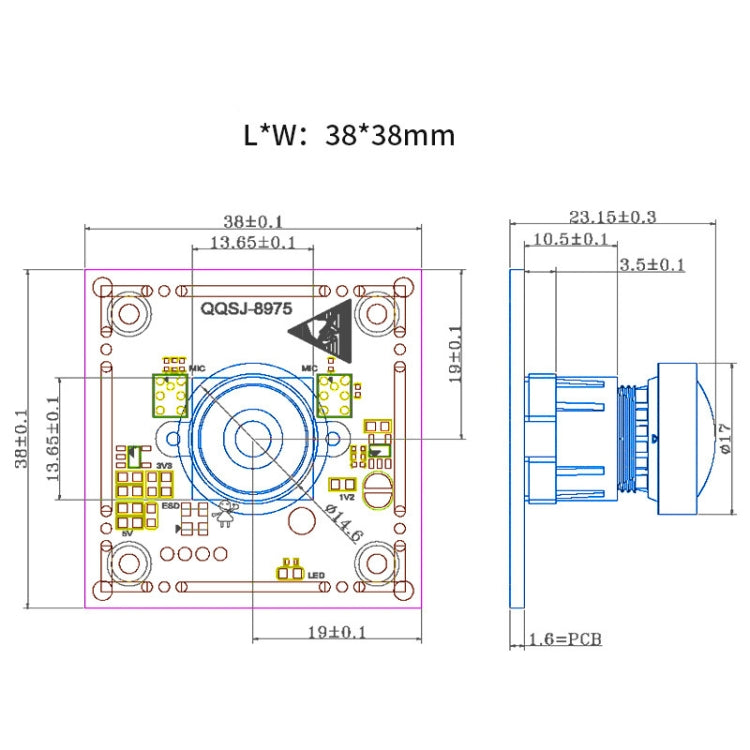 Modulo fotocamera QQSJ-8975 HD 5MP 2K 30FPS IMX335 USB FF, QQSJ-8975