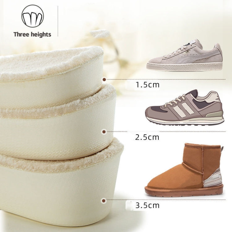 3 paia di solette invernali in velluto Solette interne calde per aumentare l'altezza, 1.5cm Beige, 2.5cm Beige, 3.5cm Beige, 1.5cm Gray