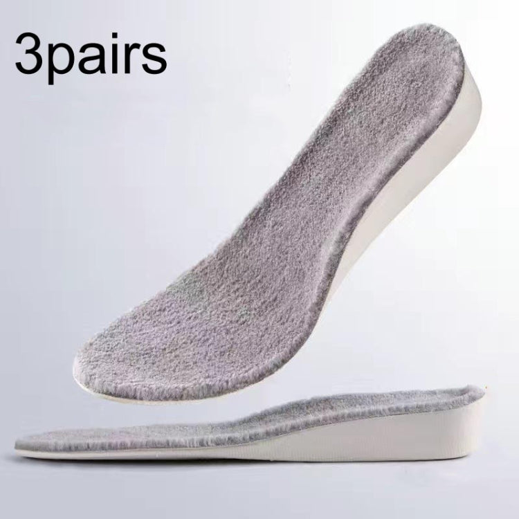 3 paia di solette invernali in velluto Solette interne calde per aumentare l'altezza, 2.5cm Gray, 3.5cm Gray