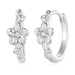 Orecchini in argento sterling S925 con zirconi in platino placcati a forma di fiore piccolo, BSE767