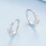 Orecchini in argento sterling S925 con zirconi in platino placcati a forma di fiore piccolo, BSE767
