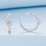 Orecchini in argento sterling S925 con zirconi in platino placcati a forma di fiore piccolo, BSE767