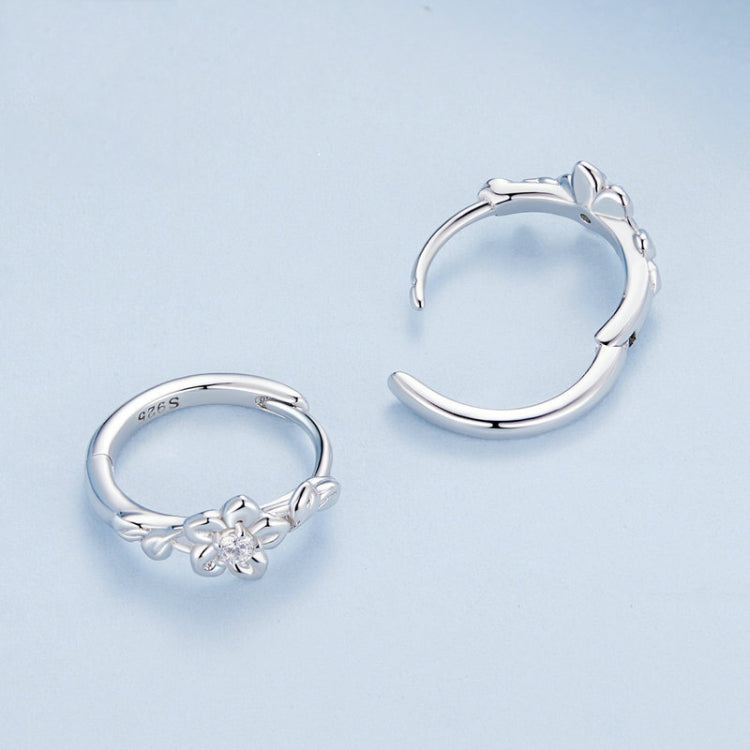 Orecchini in argento sterling S925 con zirconi in platino placcati a forma di fiore piccolo, BSE767
