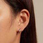Orecchini in argento sterling S925 con zirconi in platino placcati a forma di fiore piccolo, BSE767