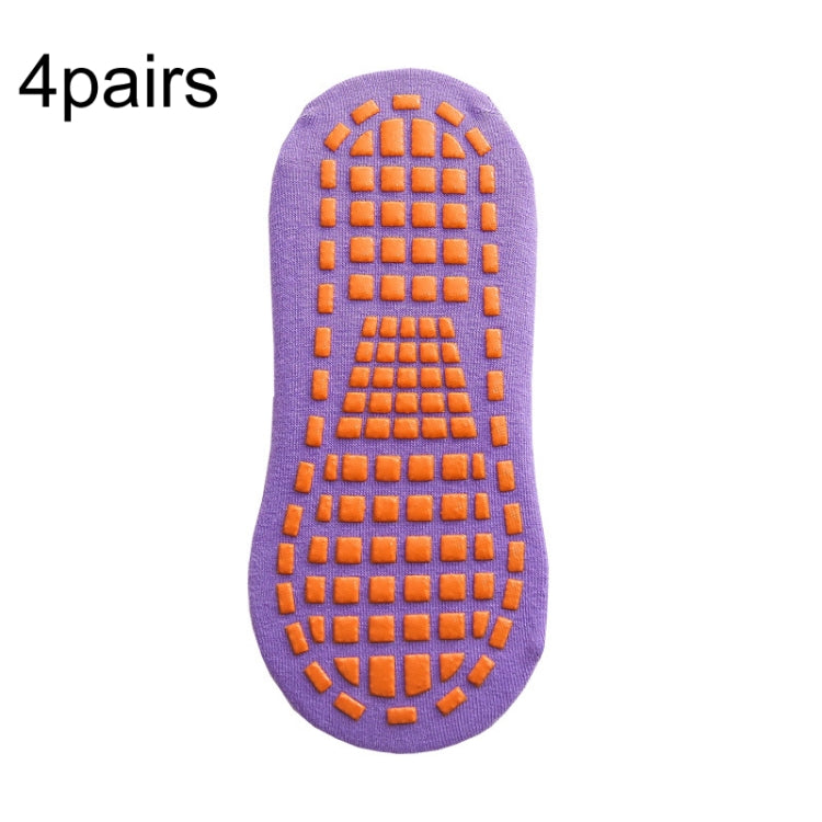 Calzini da trampolino da 4 paia Calzini da pavimento antiscivolo in gomma punteggiata Calzini da yoga, Adult 35-43 Yards